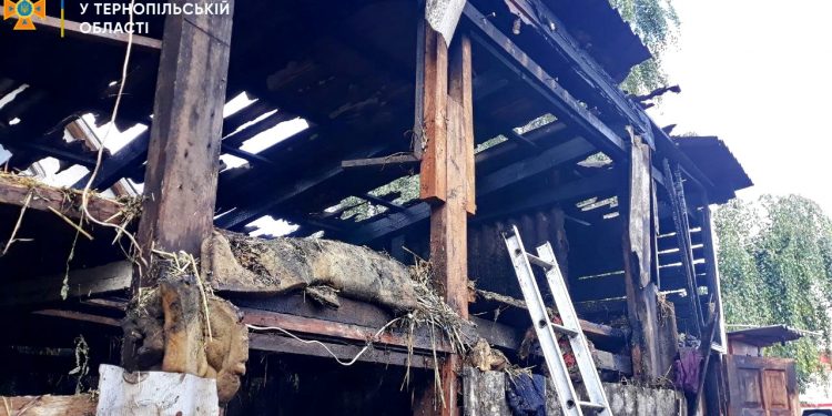 100 тюків соломи згоріли у Скалатській громаді