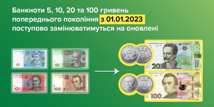 Нацбанк з 1 січня замінюватиме старі купюри новими