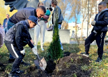 Туї висадили у парку Нацвідродження юні спортсмени з Тернополя